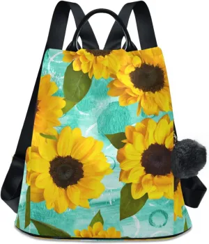Backpack Purse for Women Anti Theft Fashion Daypack Polyester Travel Bag Crossbody Shoulder Bag Sunflower 13.4 X 5.9 X 15in Pattern 5