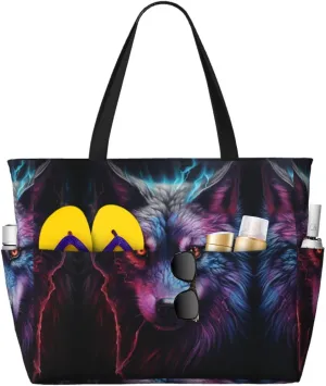 Bad Boy Red Wolf Spacious Large Capacity Beach Travel Bag - Foldable Beach Bag Tote Bag With Zipper