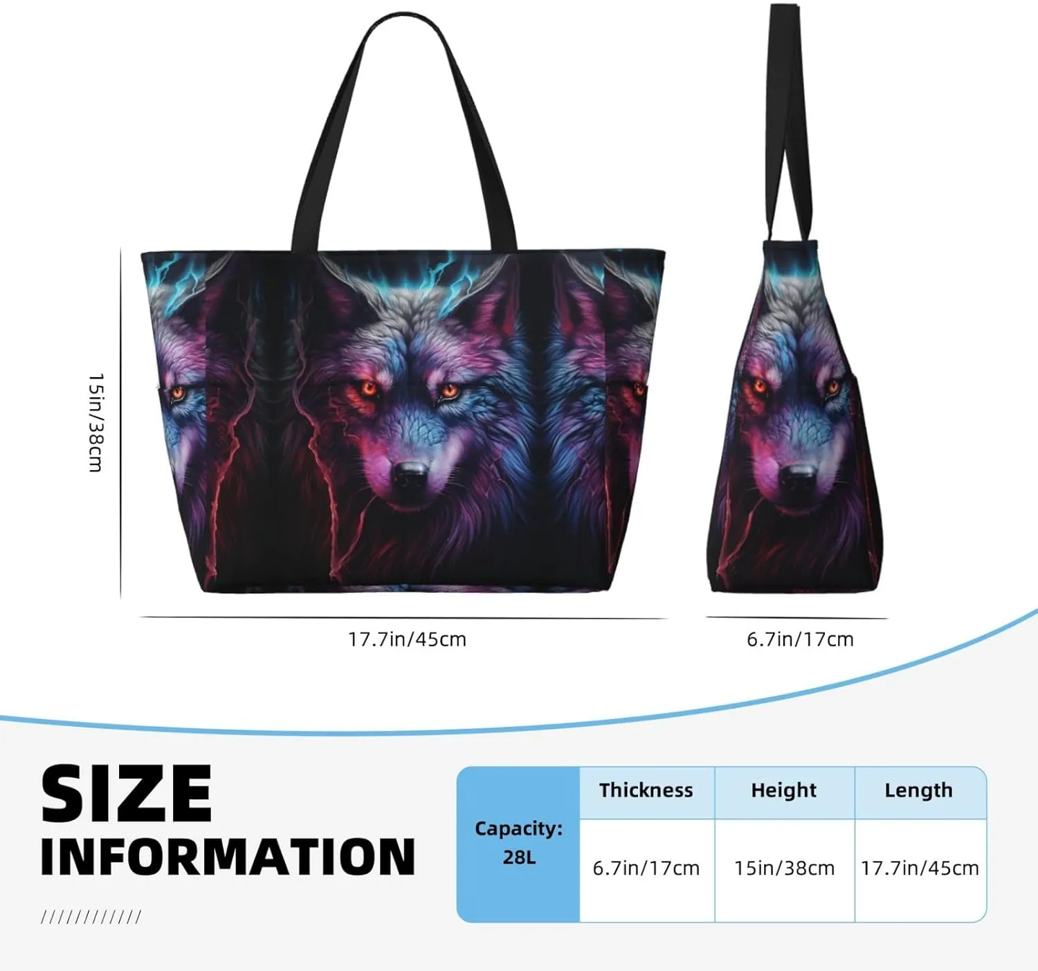 Bad Boy Red Wolf Spacious Large Capacity Beach Travel Bag - Foldable Beach Bag Tote Bag With Zipper