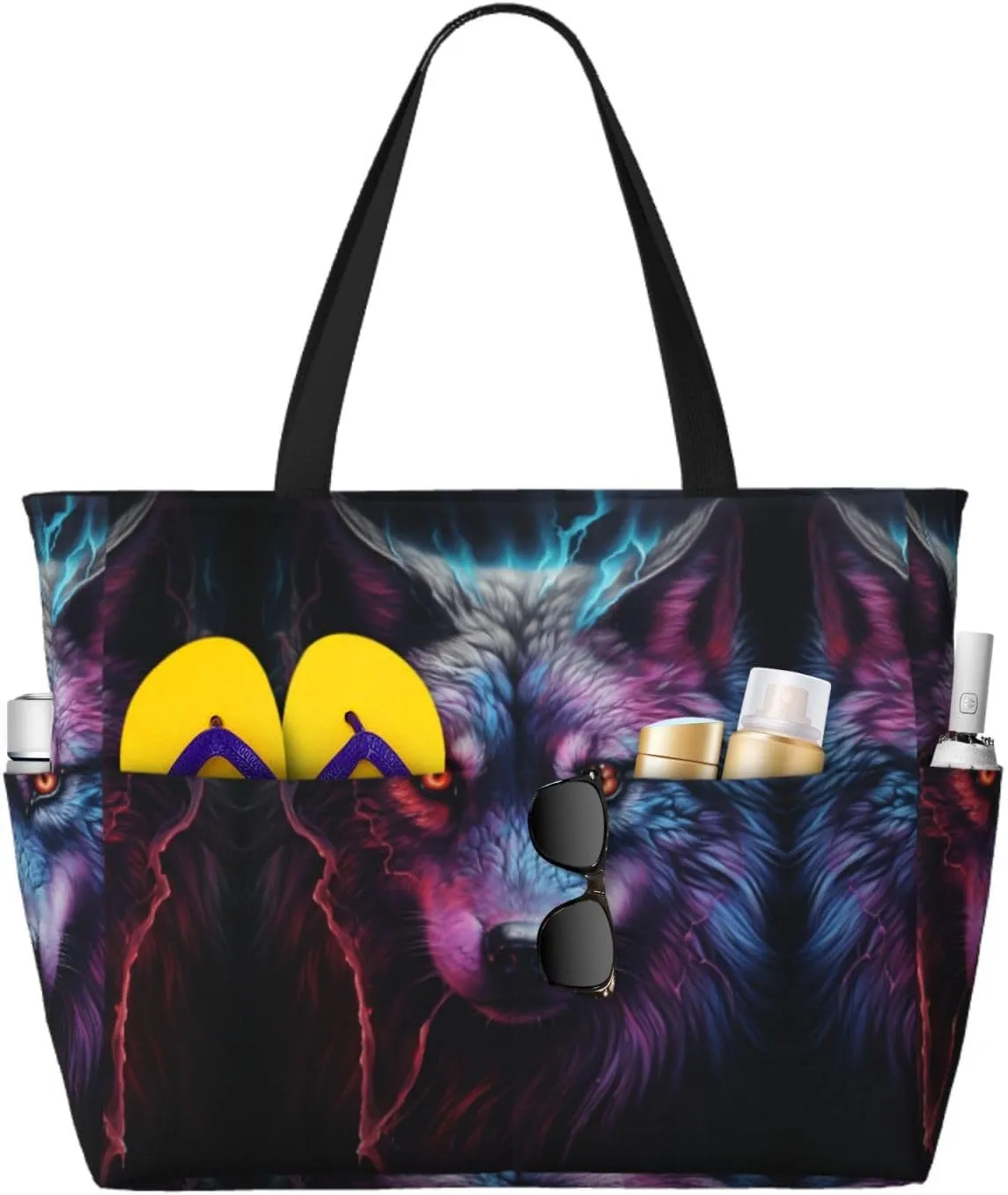 Bad Boy Red Wolf Spacious Large Capacity Beach Travel Bag - Foldable Beach Bag Tote Bag With Zipper