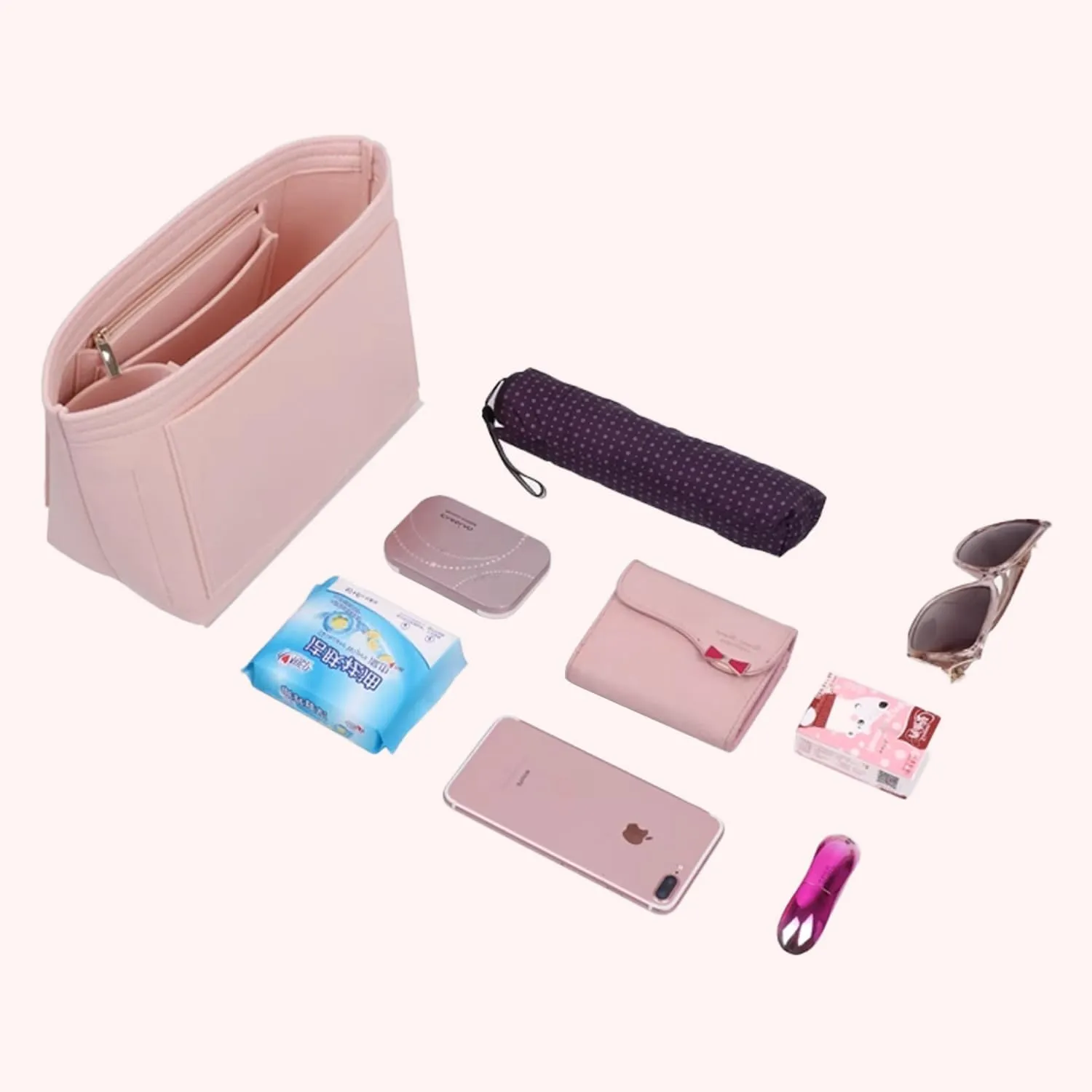 Bag Insert Organizer, purse accessories, Suitable For Longchamp long handle tote organizer (Grey, L（long handle）)