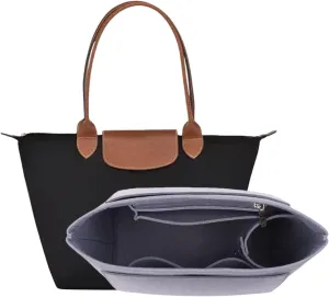 Bag Insert Organizer, purse accessories, Suitable For Longchamp long handle tote organizer (Grey, L（long handle）)