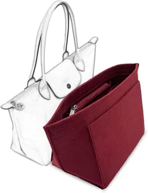 Bag Insert Organizer, purse accessories, Suitable For Longchamp long handle tote organizer (Wine Red, M（long handle）)