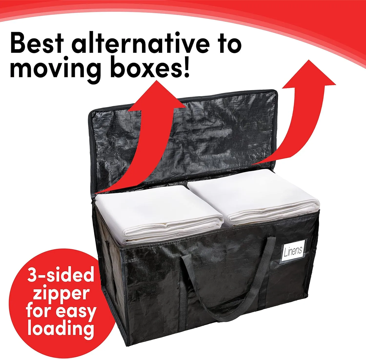 BAG-THAT! 10 - Pack Heavy Duty Large Moving Bags, with Strong Zipper and Comfortable Handles Durable & Sturdy Clothes packing Storage Bags Totes Bins Packing Moving Boxes College Supplies for moving.