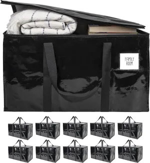 BAG-THAT! 10 - Pack Heavy Duty Large Moving Bags, with Strong Zipper and Comfortable Handles Durable & Sturdy Clothes packing Storage Bags Totes Bins Packing Moving Boxes College Supplies for moving.