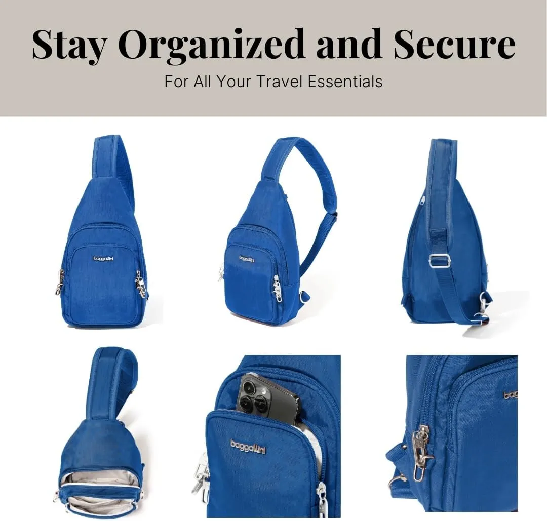 Baggallini Anti-Theft Daytripper Sling 7x12 Crossbody Travel Safe Bag W/Securtex Locking Zippers, Slash-Resistant & RFID