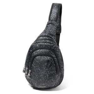 Baggallini Securtex Anti-Theft Multi Zip Midnight Blossom Sling (Women's)