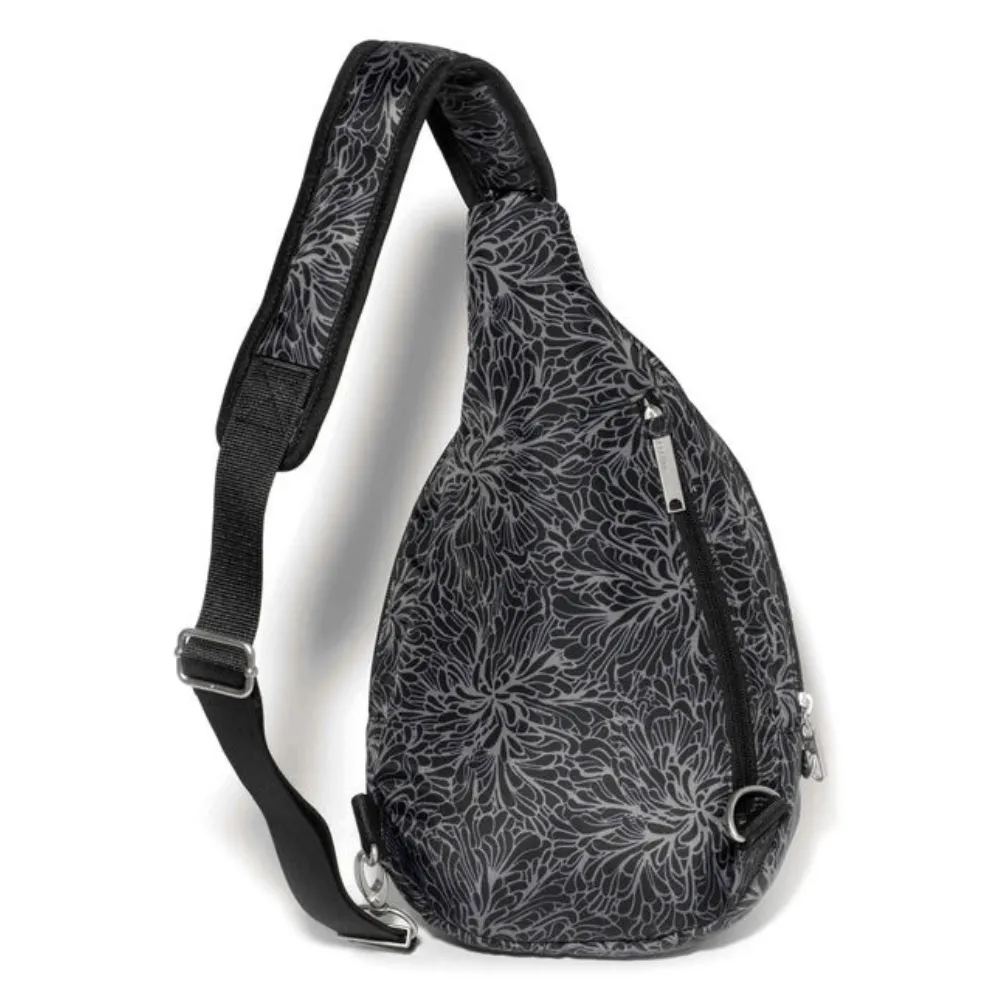 Baggallini Securtex Anti-Theft Multi Zip Midnight Blossom Sling (Women's)