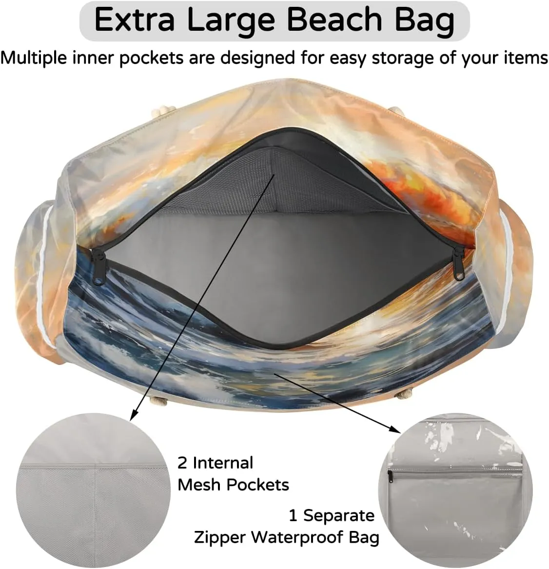 Bags for Women, Large Waterproof Beach Tote Bag for Gym Grocery Travel