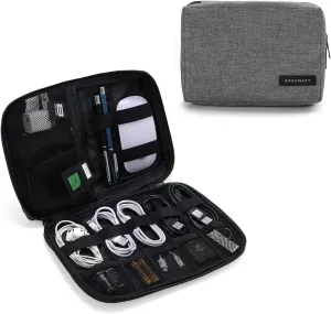 BAGSMART Travel Case, Small Cord Organizer Bag for Tech Essentials, Grey
