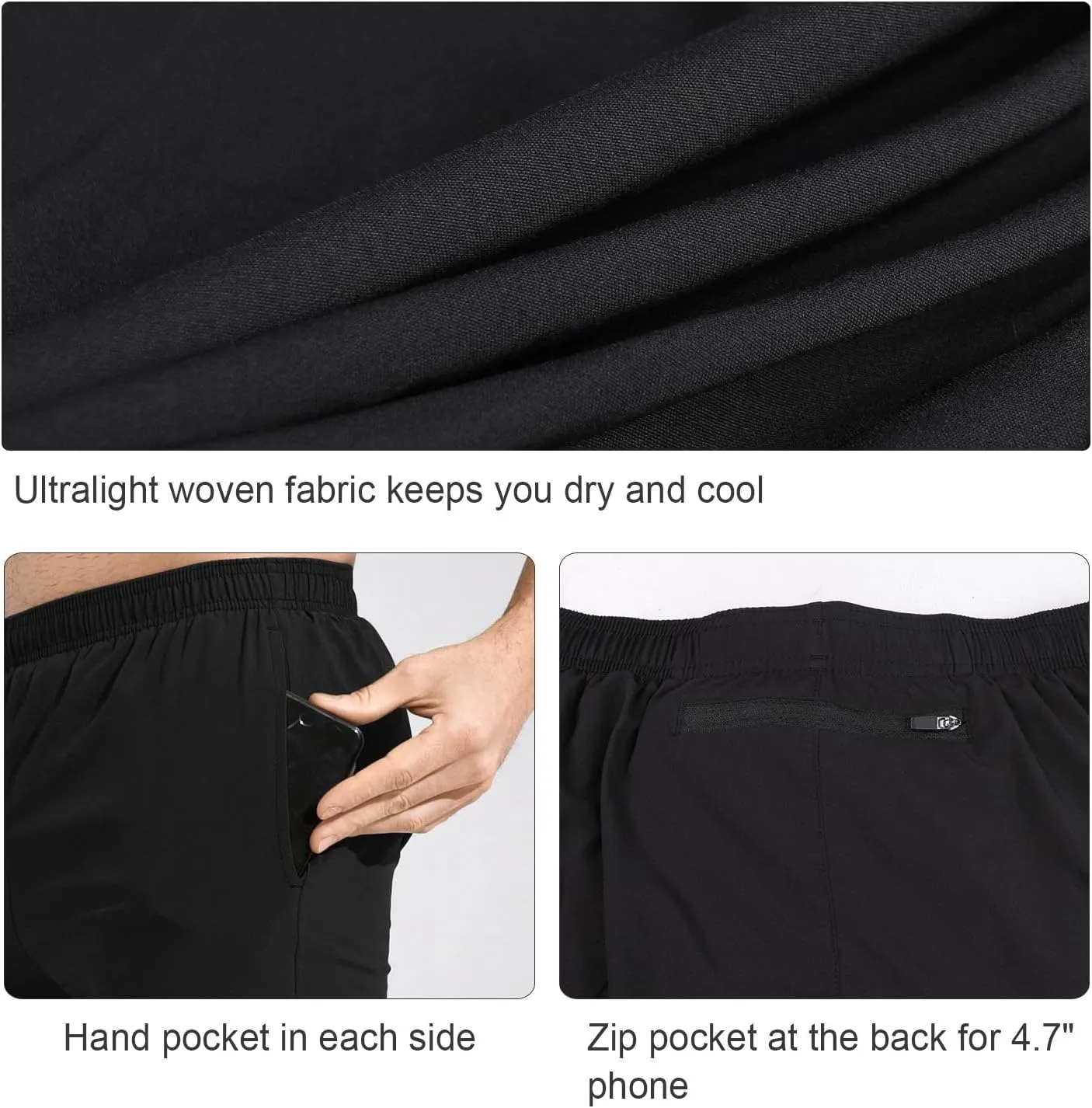 baleaf Men's 5" Running Athletic Shorts for Workout Gym Tennis Sports Lightweight Quick Dry with Zipper Pocket