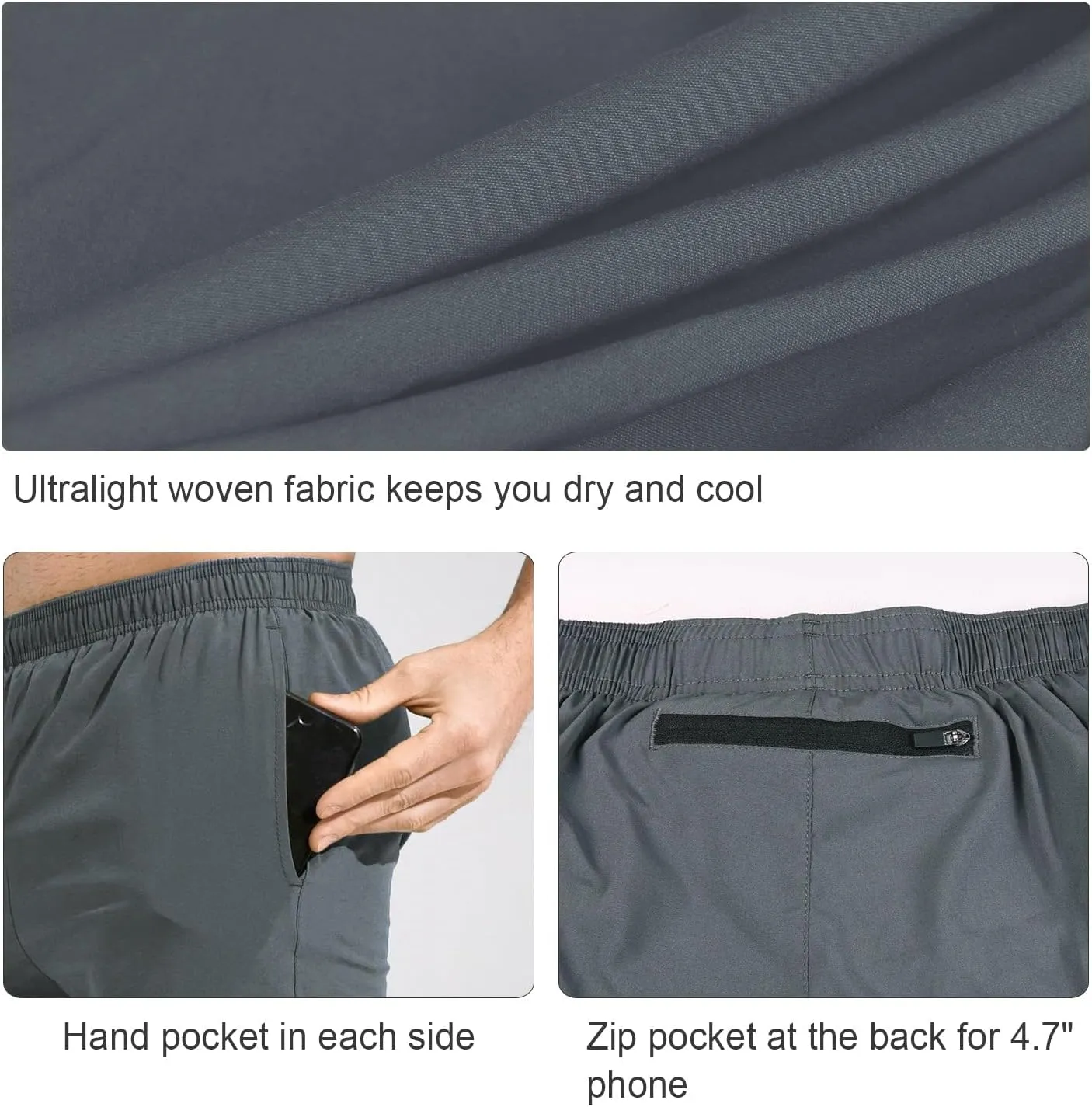baleaf Men's 5" Running Athletic Shorts for Workout Gym Tennis Sports Lightweight Quick Dry with Zipper Pocket