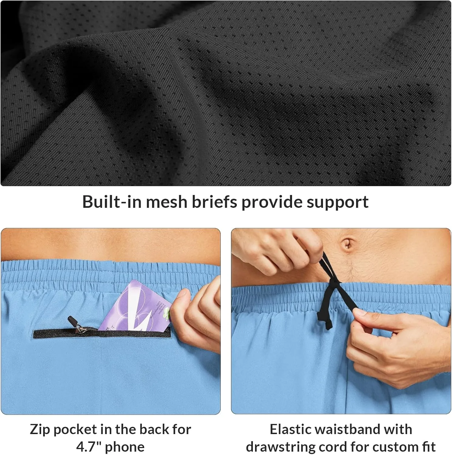 baleaf Men's 5" Running Athletic Shorts for Workout Gym Tennis Sports Lightweight Quick Dry with Zipper Pocket