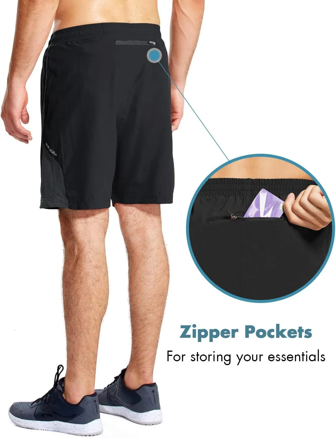 baleaf Men's 7" Running Shorts with Mesh Liner Zipper Pocket for Athletic Workout Gym