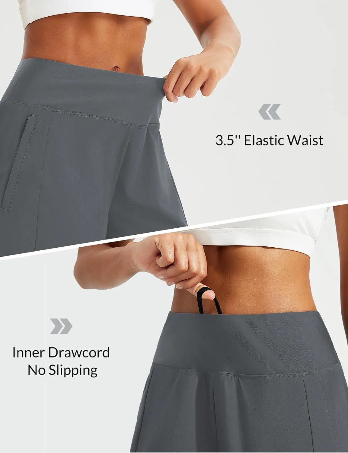 baleaf Women's 5" Swim Shorts High Waisted Quick Dry Swimming Bottom Boxer Liner Board Beach Shorts with Zipper Pockets