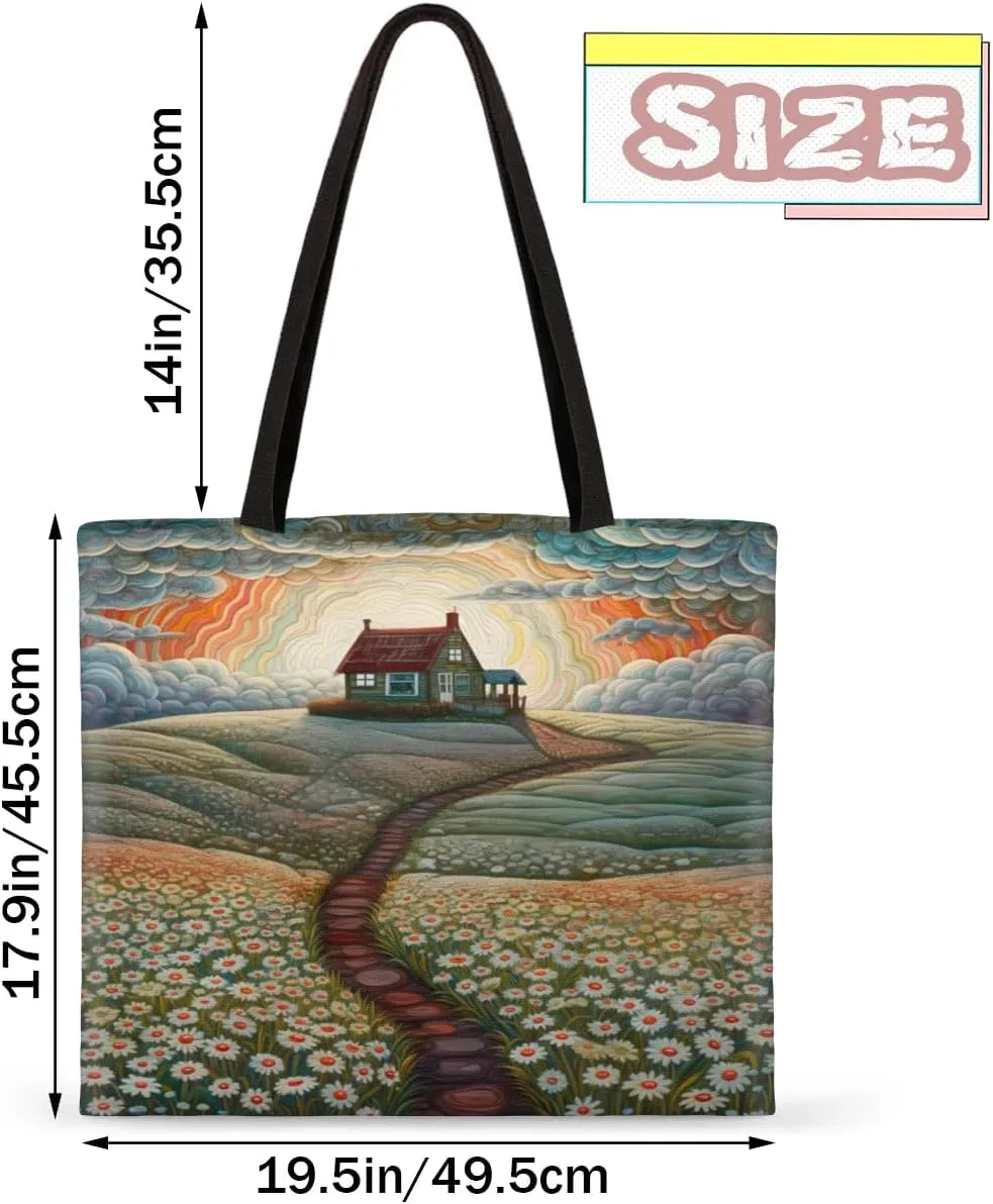 Bananas And Flowers Canvas Tote Bag for Women Men Stylish Tote Handbag Shoulder Bag Reusable Grocery Bag