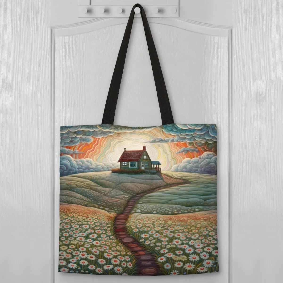 Bananas And Flowers Canvas Tote Bag for Women Men Stylish Tote Handbag Shoulder Bag Reusable Grocery Bag