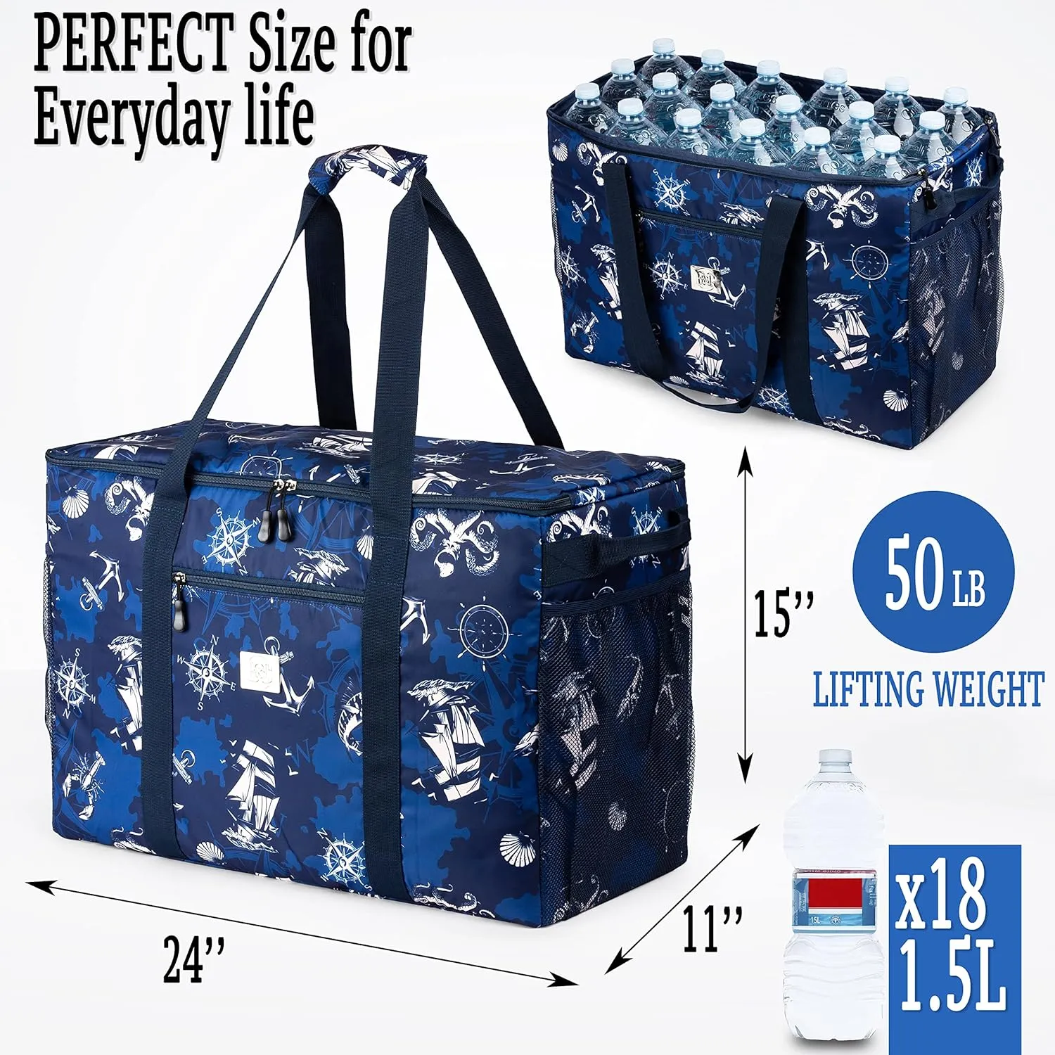 BANG&CARSEN Extra Large Beach Bag With Zipper - XXL Beach Tote Bag For Women With Many Pockets