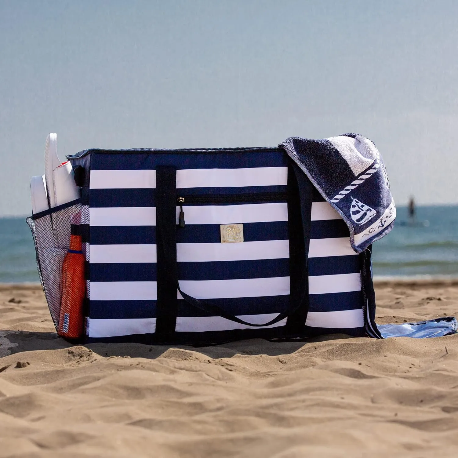 BANG&CARSEN Extra Large Beach Bag With Zipper - XXL Beach Tote Bag For Women With Many Pockets