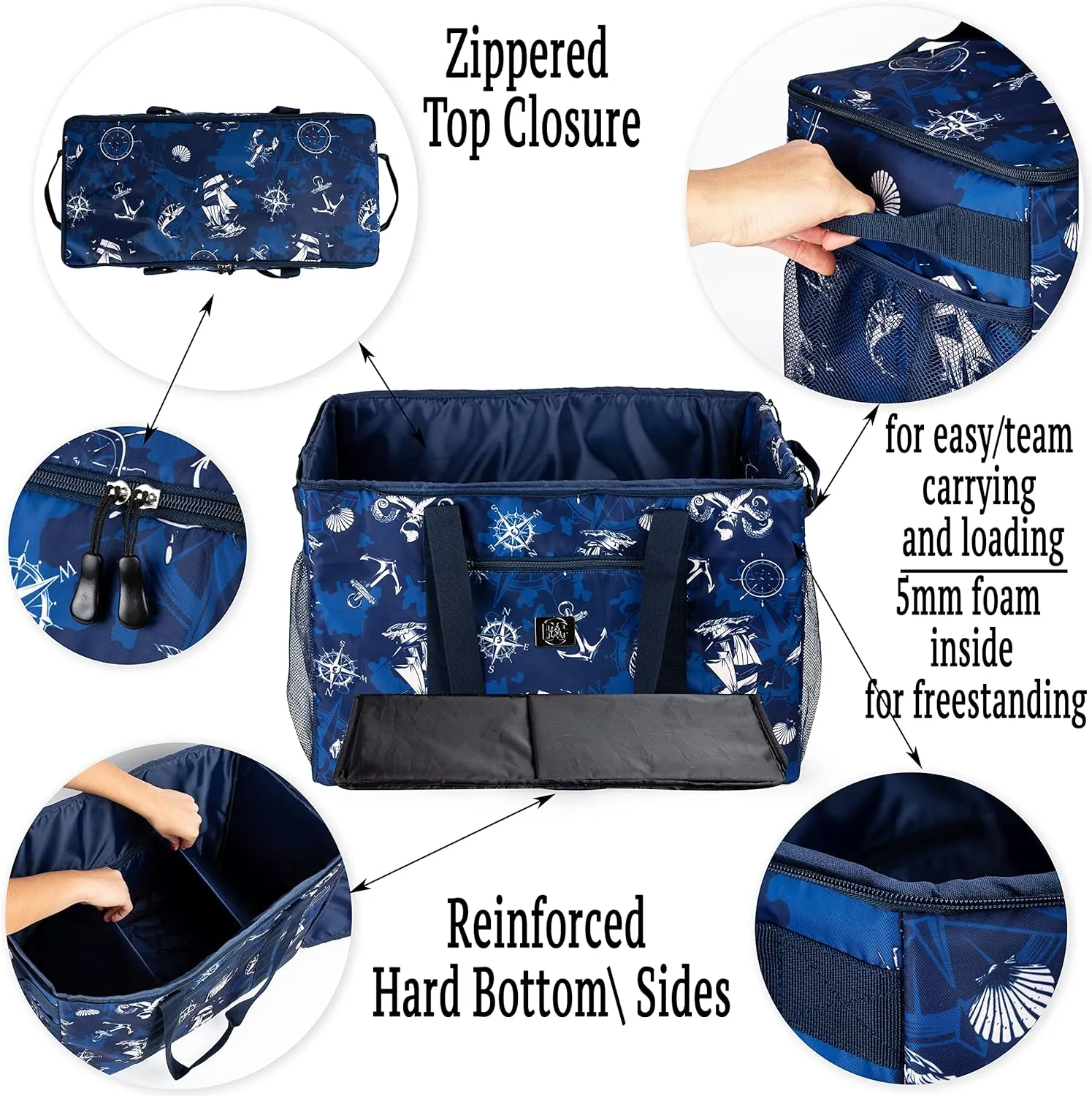 BANG&CARSEN Extra Large Beach Bag With Zipper - XXL Beach Tote Bag For Women With Many Pockets