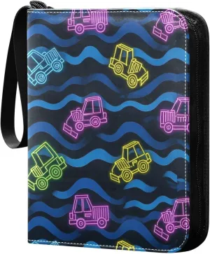 baseball card album binder 400 pockets with double sided removable sleeves for game, baseball cards collection Fluorescent Engineering Vehicle Colorful