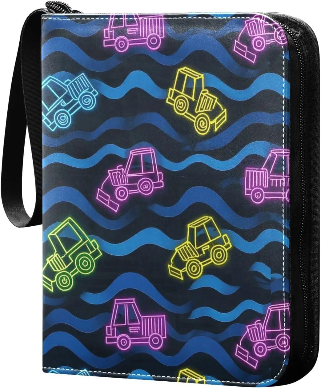 baseball card album binder 400 pockets with double sided removable sleeves for game, baseball cards collection Fluorescent Engineering Vehicle Colorful