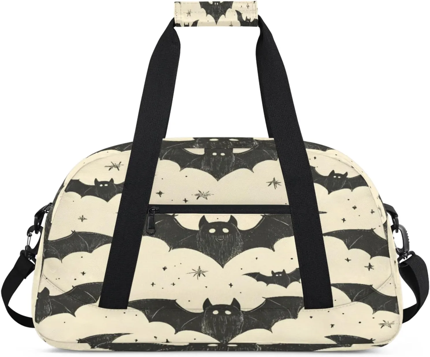 Bat Small Gym Bag for Women Men, Black Bat Travel Duffle Bag Workout Dance Tote Bag Carry On Overnight Weekender Bag