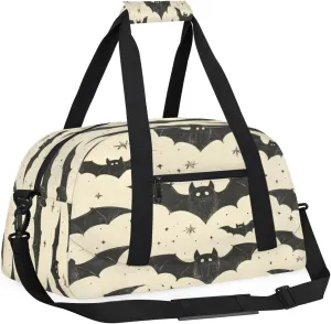 Bat Small Gym Bag for Women Men, Black Bat Travel Duffle Bag Workout Dance Tote Bag Carry On Overnight Weekender Bag