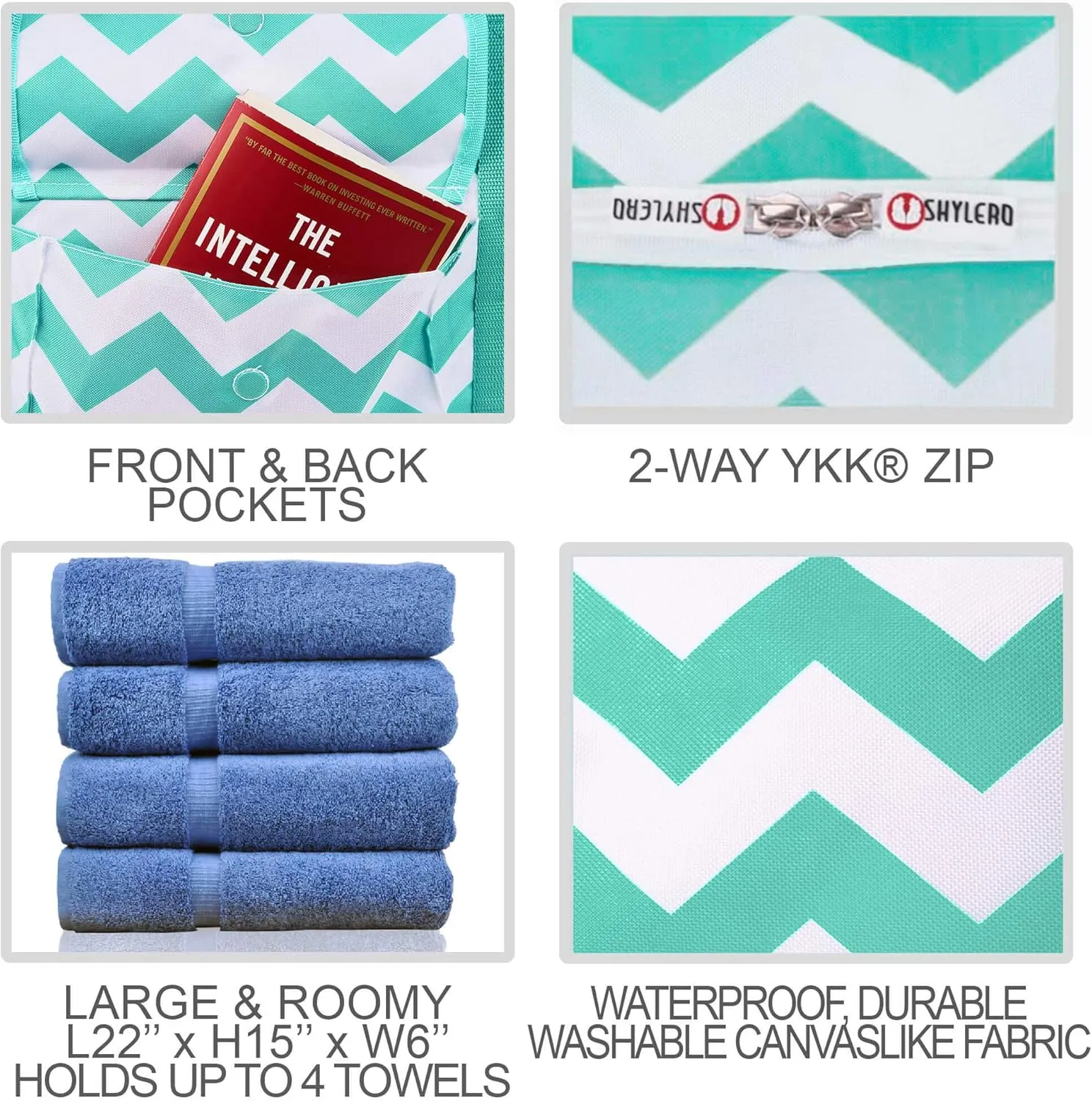 Beach Bag and Pool Bag Has Cooler Pocket, 7 Pockets Total, Zip Top. Family Size Waterproof Beach Tote