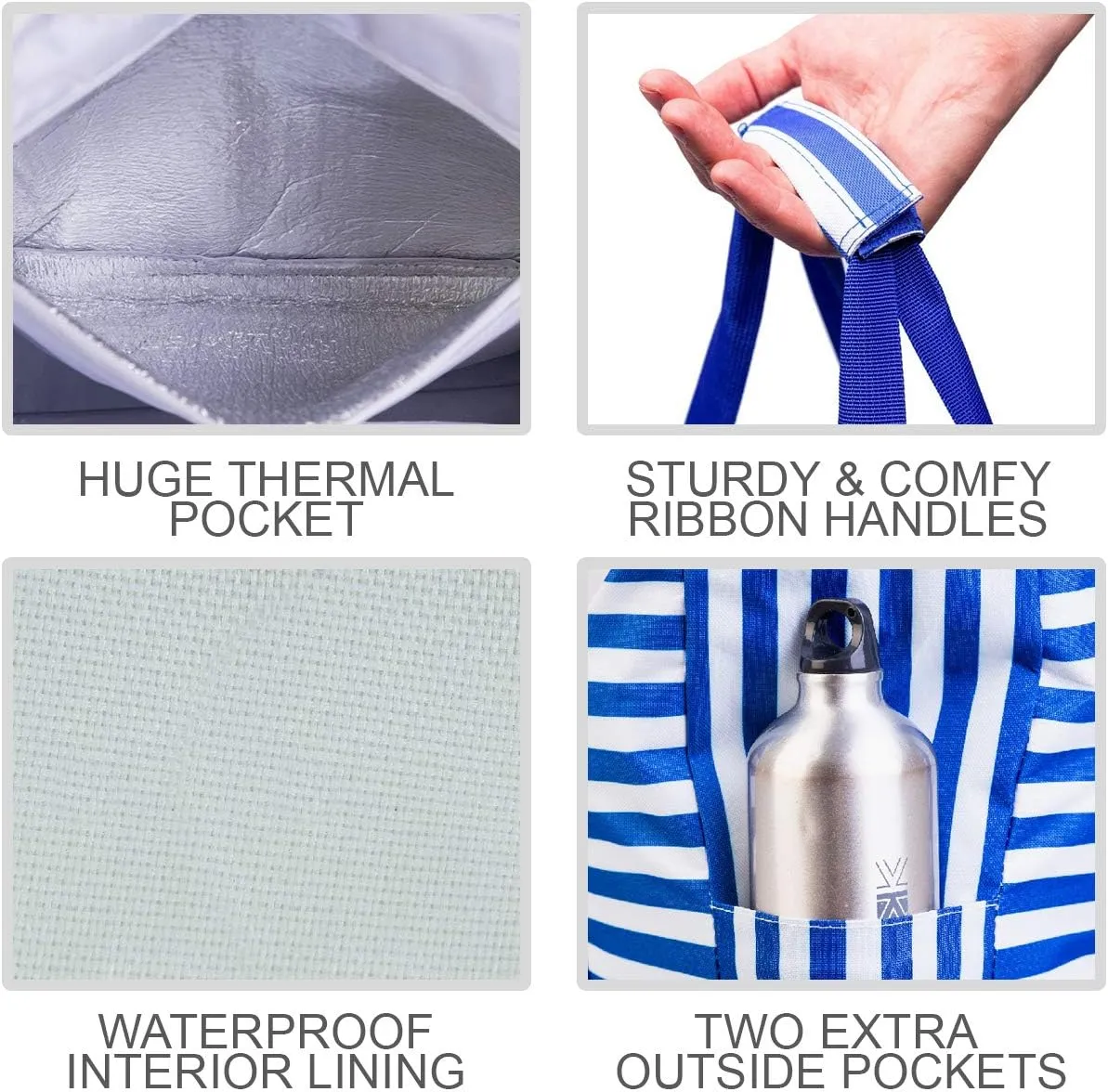Beach Bag and Pool Bag Has Cooler Pocket, 7 Pockets Total, Zip Top. Family Size Waterproof Beach Tote