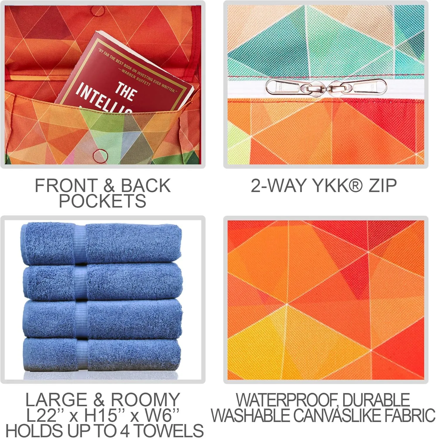 Beach Bag and Pool Bag Has Cooler Pocket, 7 Pockets Total, Zip Top. Family Size Waterproof Beach Tote
