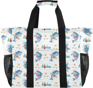 Beach Bag for Women Cute Surfing Sandproof Pool Bags with Pocket Large Canvas Tote Bag for Pool Travel Gym Beach