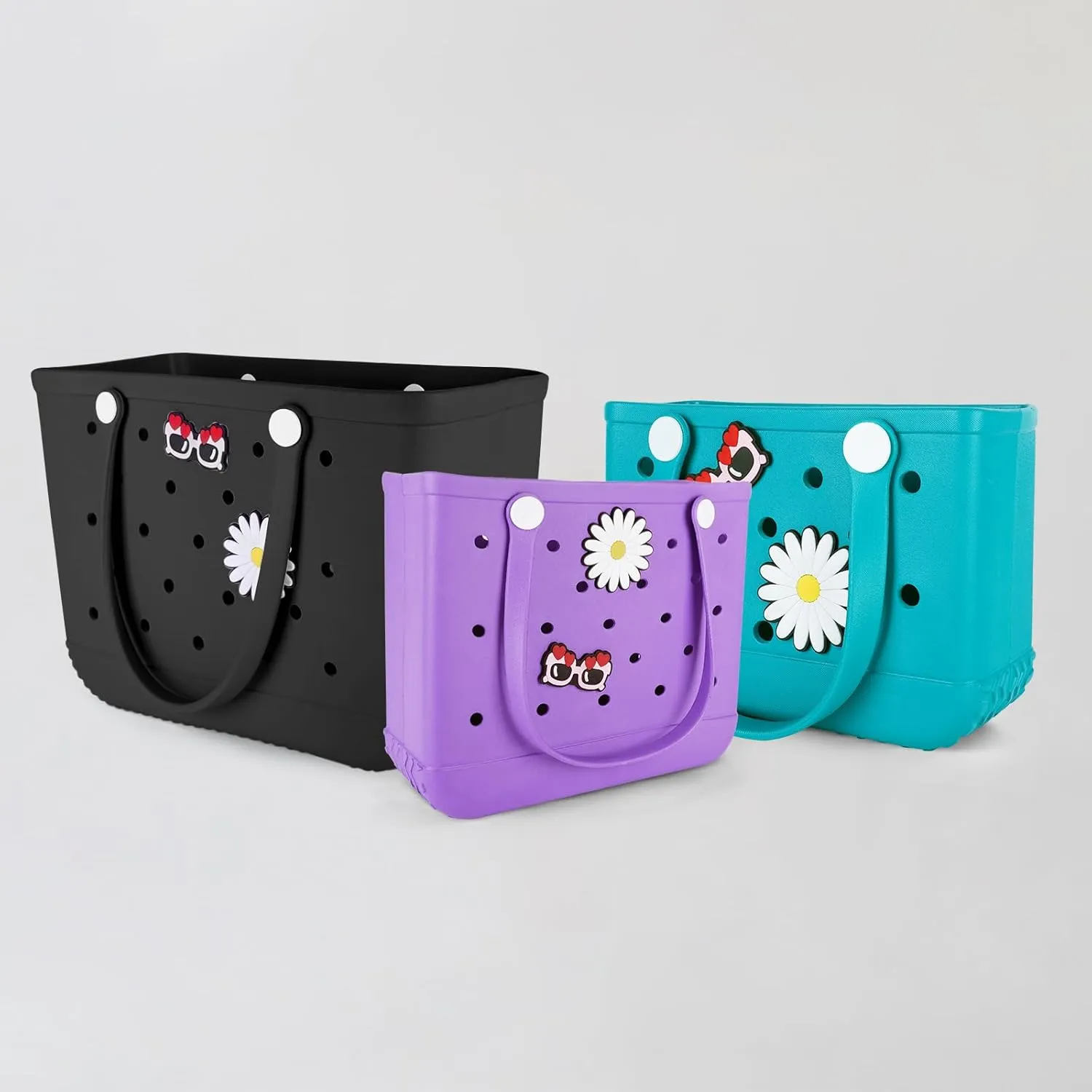 Beach Bag Rubber Tote Bag - Extra Large Handbag with Charms Waterproof Lightweight Travel Purses for Pool Boat