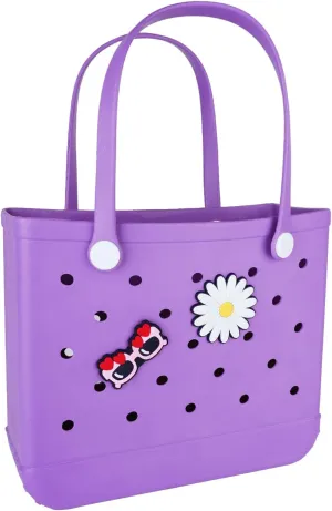 Beach Bag Rubber Tote Bag - Extra Large Handbag with Charms Waterproof Lightweight Travel Purses for Pool Boat