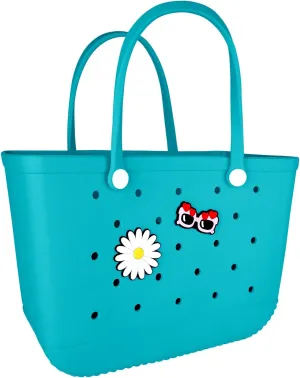 Beach Bag Rubber Tote Bag - Extra Large Handbag with Charms Waterproof Lightweight Travel Purses for Pool Boat