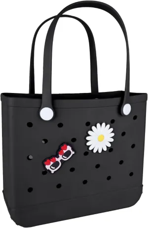 Beach Bag Rubber Tote Bag - Extra Large Handbag with Charms Waterproof Lightweight Travel Purses for Pool Boat