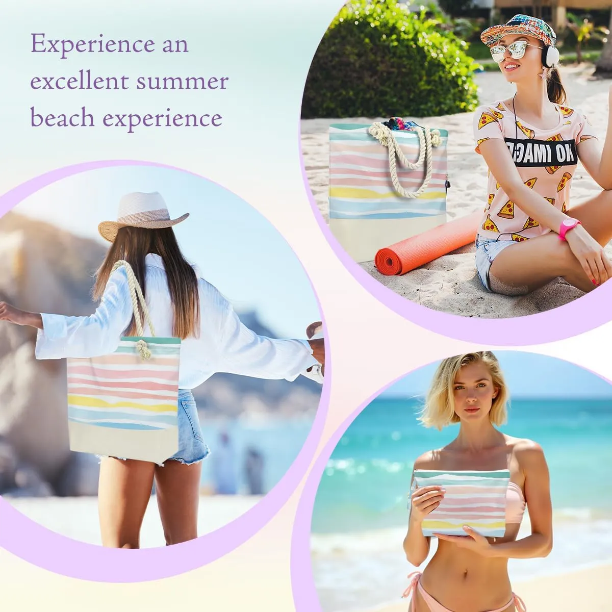 Beach Bag Wet Bag Waterproof Sandproof Women Beach Tote for Friends Travel Gifts