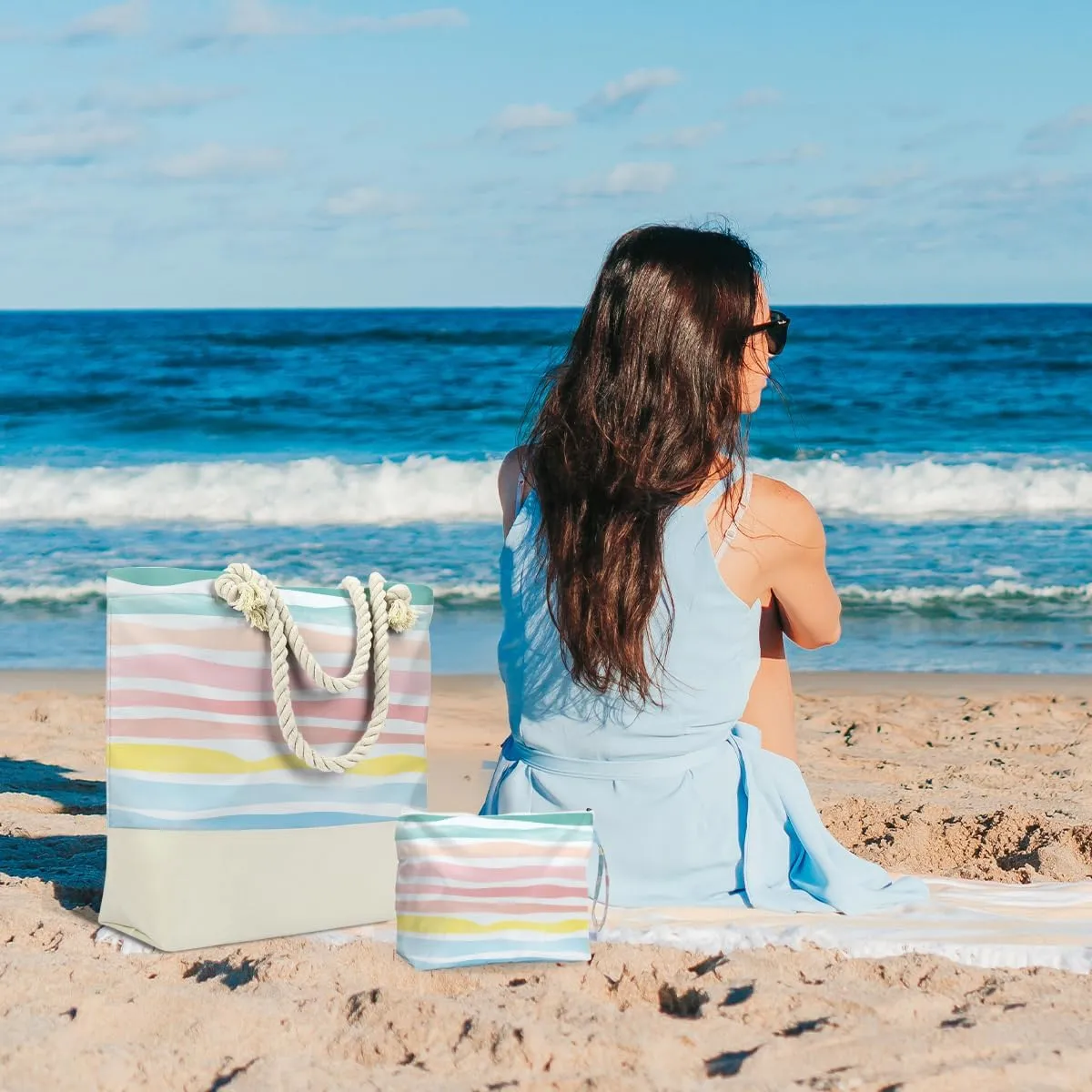 Beach Bag Wet Bag Waterproof Sandproof Women Beach Tote for Friends Travel Gifts