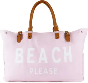 Beach Bag with Vegan Leather Handle, Extra Large Beach Bag for Women Waterproof Sandproof, White