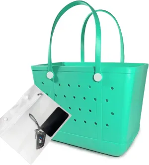 Beach Bag X Large Rubber Beach Tote Bag, Waterproof Washable Open for Women Croc Bag Hand Bag for Beach Pool Yoga