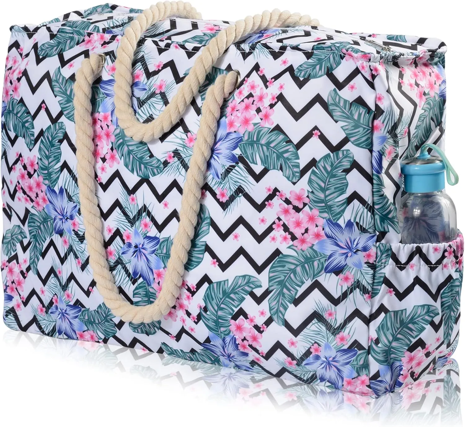 Beach Bags Extra Large Waterproof Sandproof Beach Tote Bag with Zipper Pockets for Swim Pool Family Vacation Travel