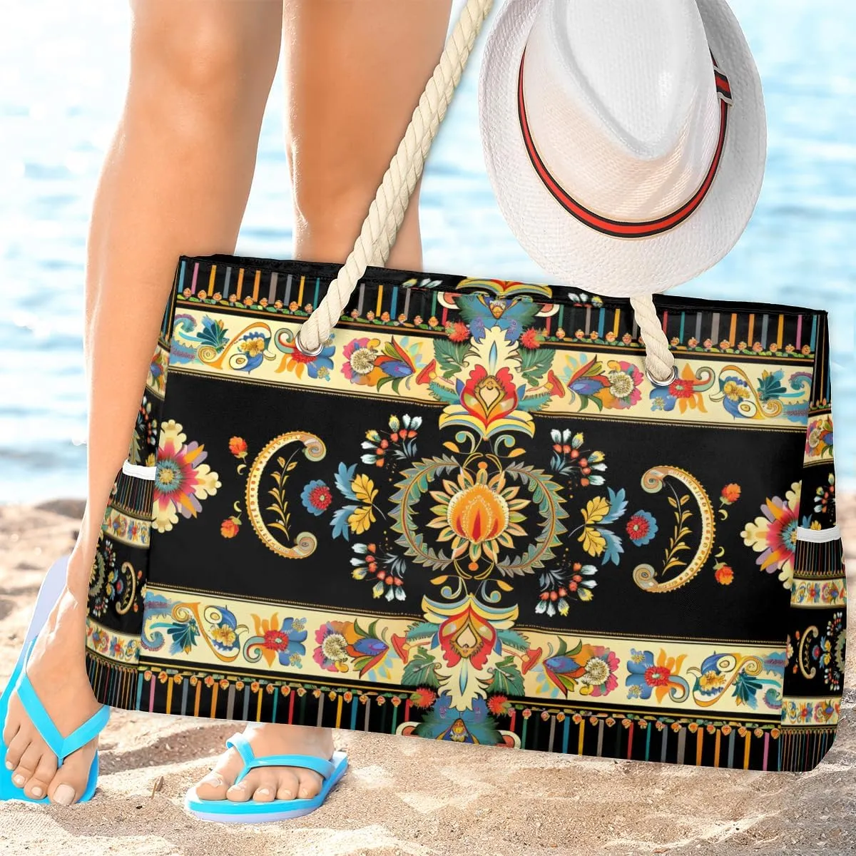 Beach Bags for Women Large Beach Tote Bag with Zipper Waterproof Sandproof Swim Pool Bag