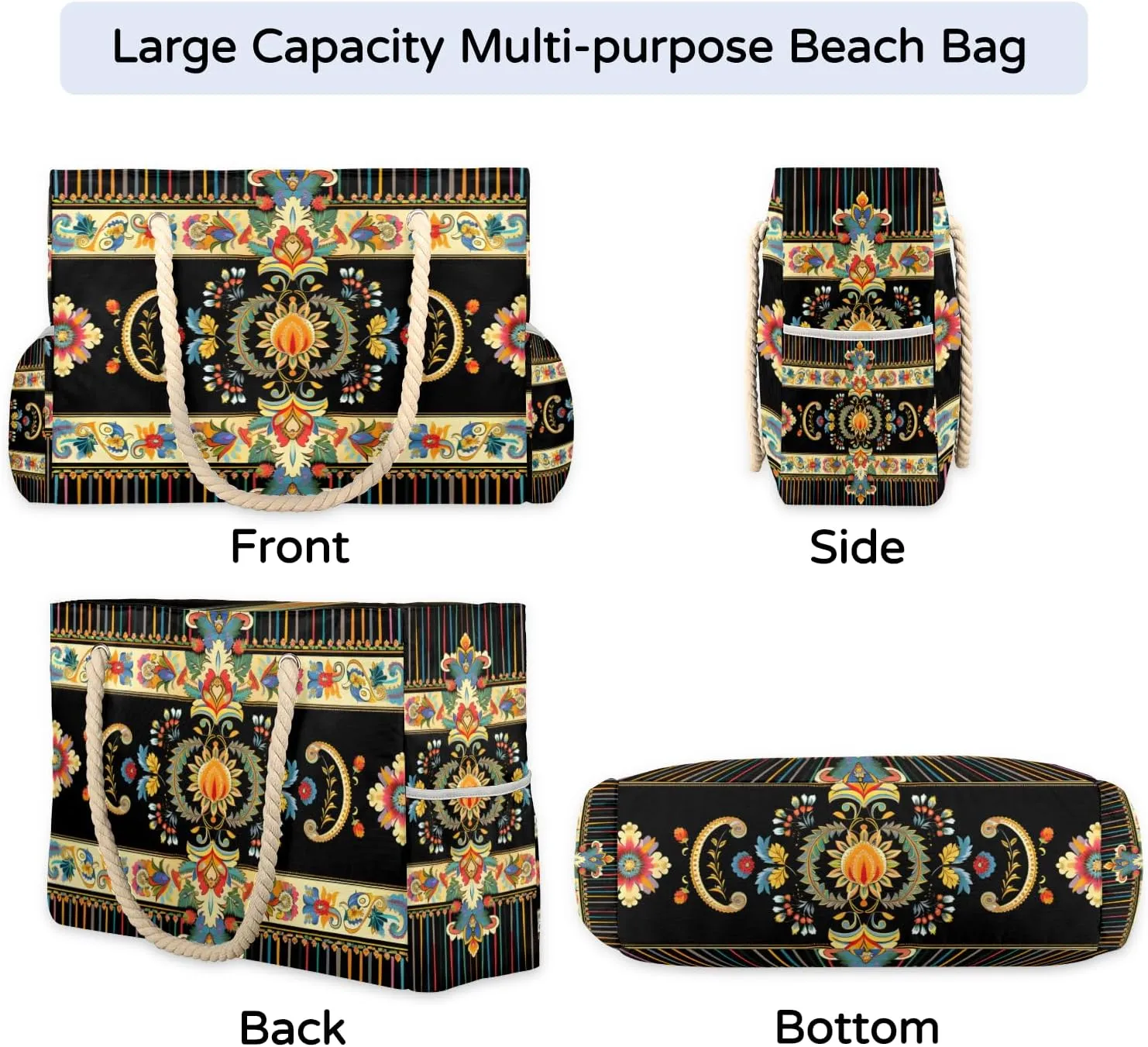 Beach Bags for Women Large Beach Tote Bag with Zipper Waterproof Sandproof Swim Pool Bag