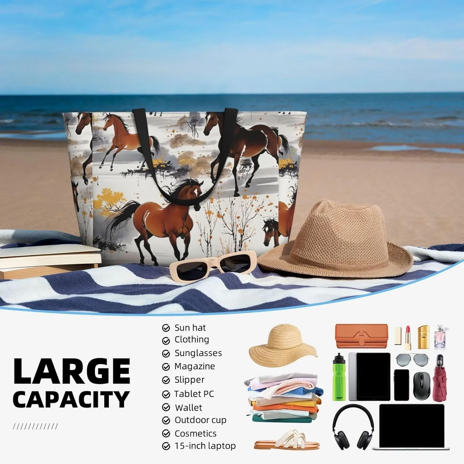 Beach Bags for Women Large Polyester Beach Tote Bag Beach Bags Waterproof Swim Pool Bag Beach Travel