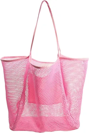 Beach Bags for Women Summer Sandproof Travel Mesh Tote Bag with Large Inner Pocket for Swimming Pools Vacations Beach