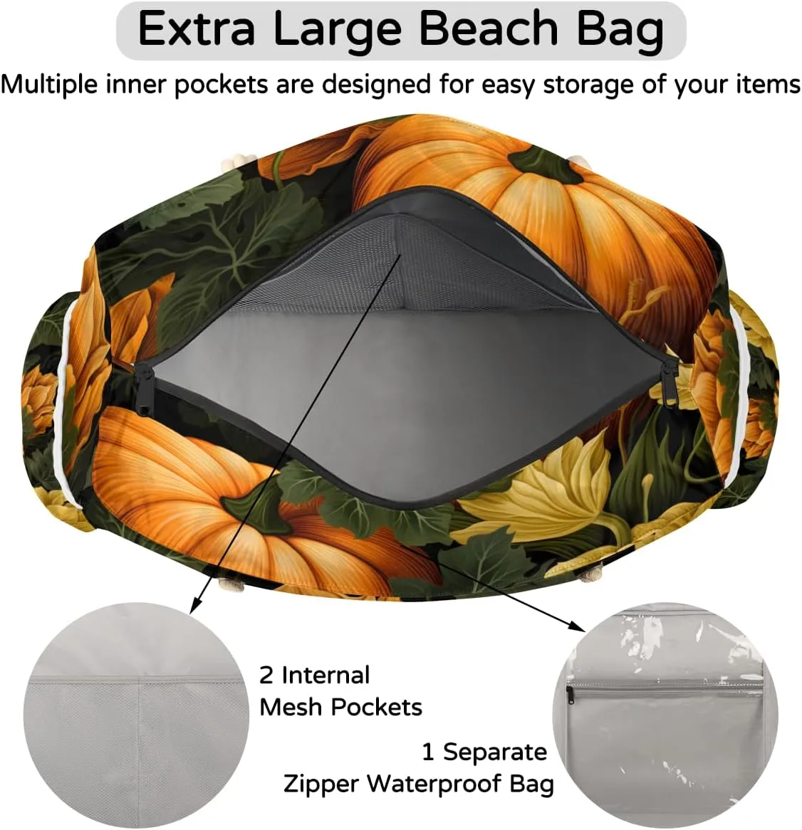 Beach Bags for Women Waterproof Sandproof Large Beach Tote Bag with Zipper Swim Pool Bag for Travel Outdoor