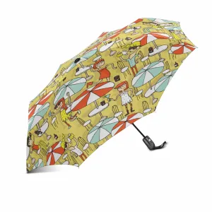 Beach bar pattern print Automatic Foldable Umbrella with totes