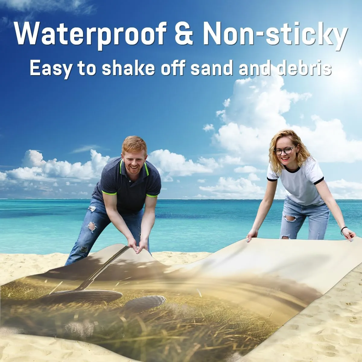 Beach Blanket, Golf Sports Sandproof Beach Mat, Waterproof Quick Drying Sand Free Mat with 4 x Ground Spikes for Outdoor Travel Camping Hiking, Golf Course 68 x 59 in