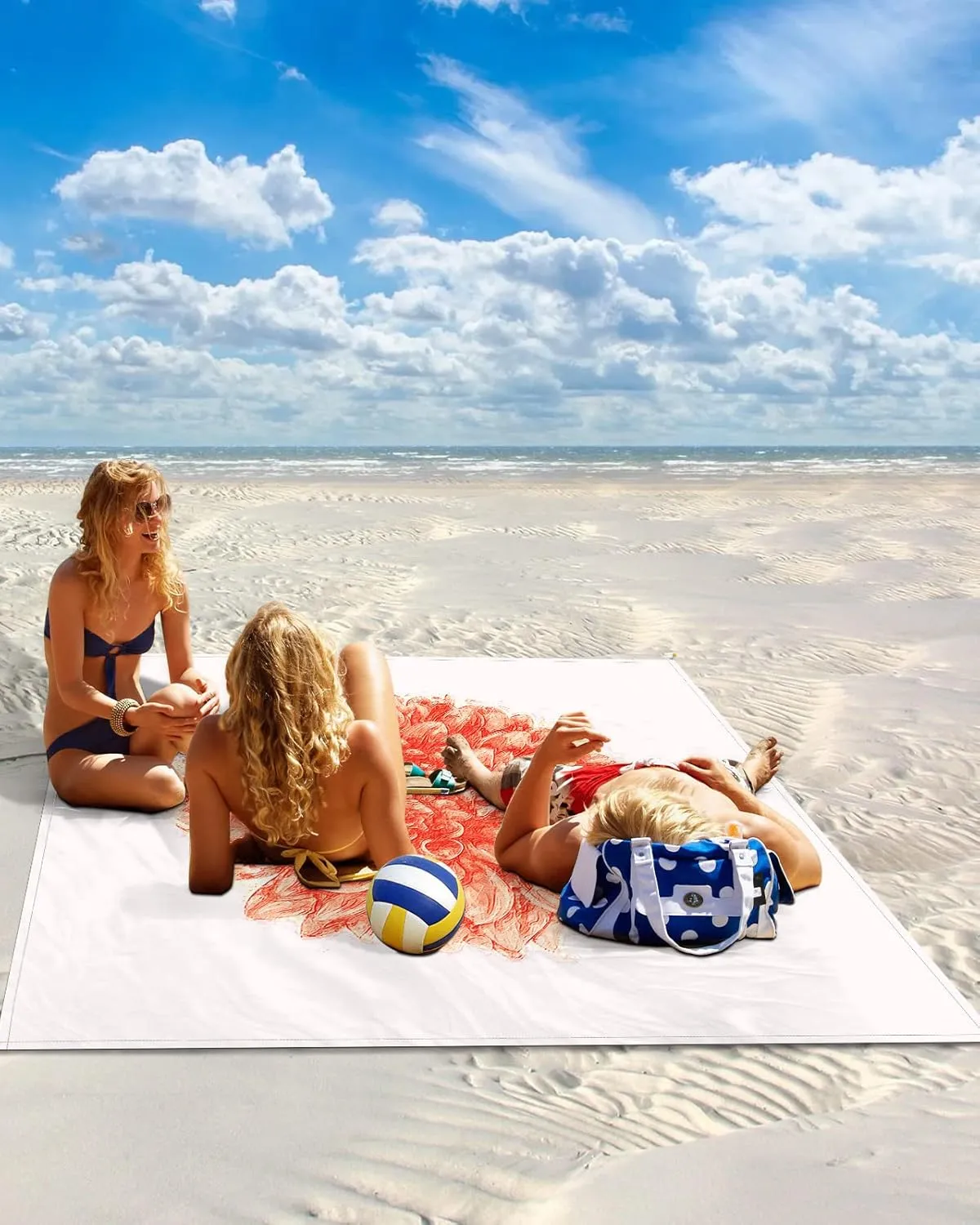 Beach Blanket, Hand Drawn Art Orange Daisy Dahlia Blooming Flower Beach Mat 83"x79" Large Picnic Blanket,Sandproof Waterproof Outdoor Beach Blankets for Travel Camping Hiking Beach Vacation
