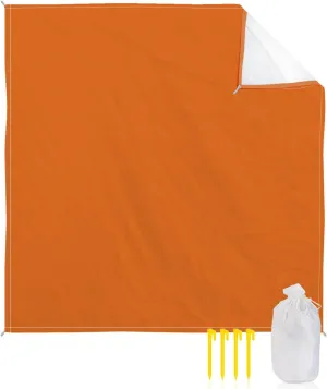 Beach Blanket Sandproof, Fall Pure Orange Solid Color Waterproof Beach Mat Lightweight Quick Drying Picnic Blanket Beach Essentials for Travel Camping Hiking 83x79in
